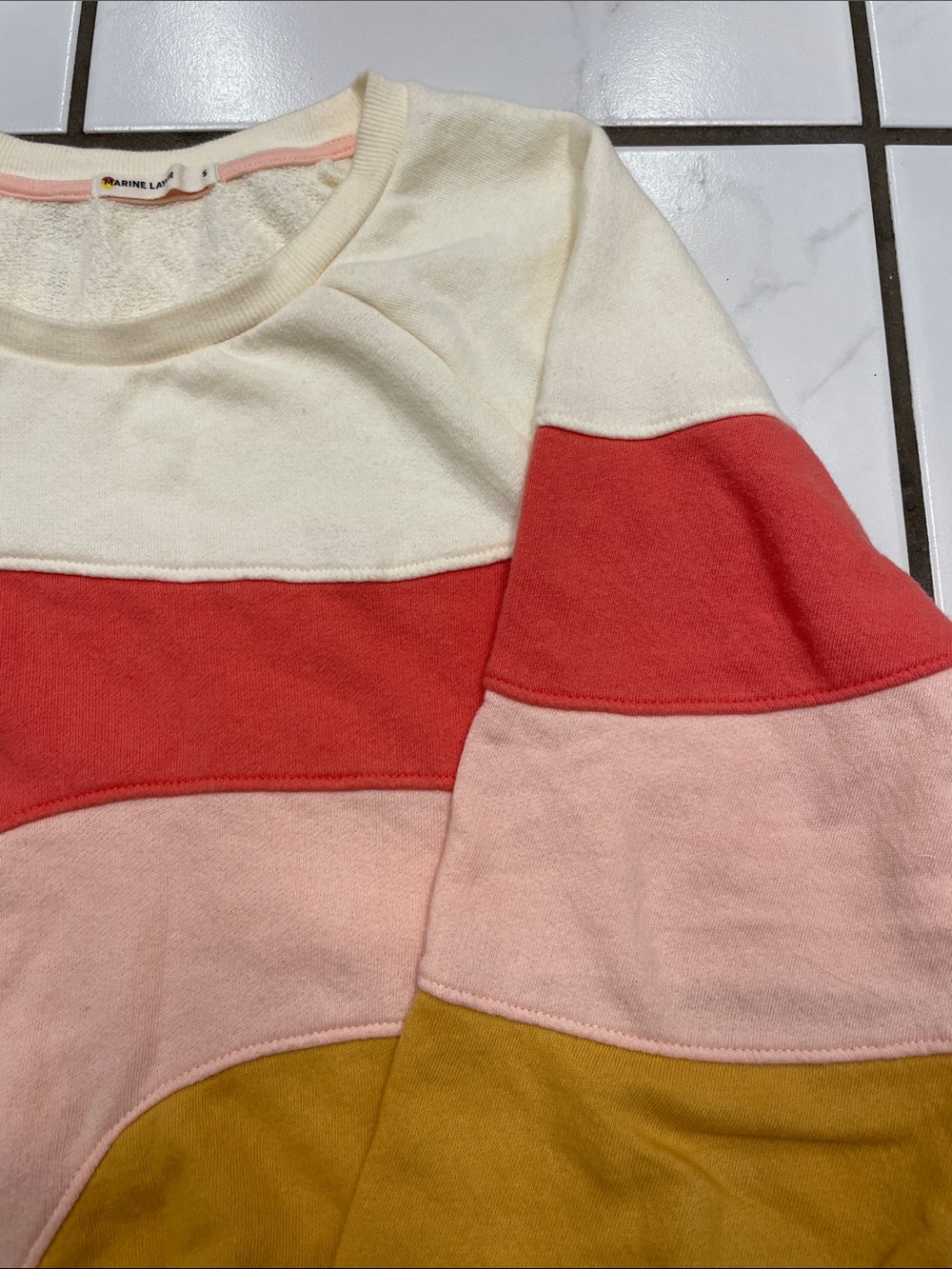 Marine Layer Women’s Cloud 9 Terry Colorblock Cotton Crewneck Sweatshirt Size Sm - Picture 5 of 17
